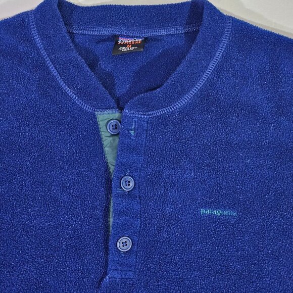 Patagonia Capilene M Medium Blue Long Sleeve Fleece Henley Shirt Made In USA - Picture 3 of 6